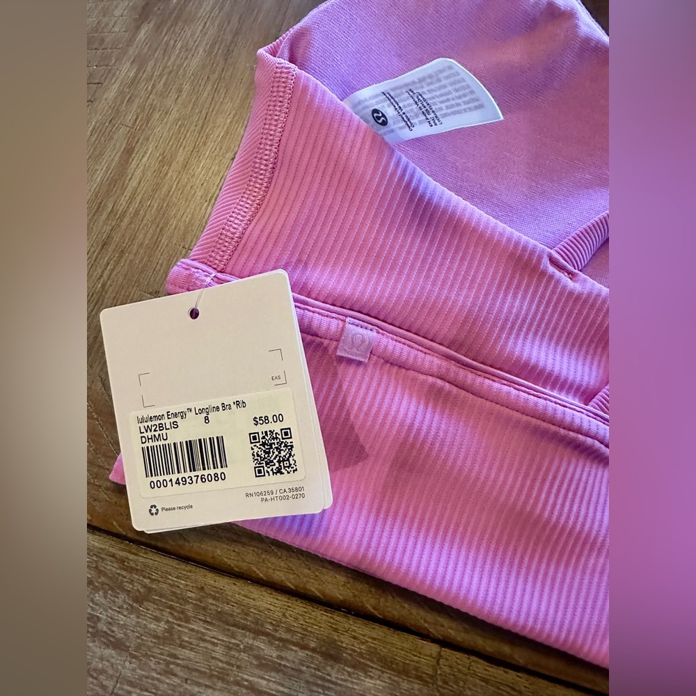 NWT LULULEMON Energy Longline Ribbed Sports Bra, 8 - Picture 5 of 5